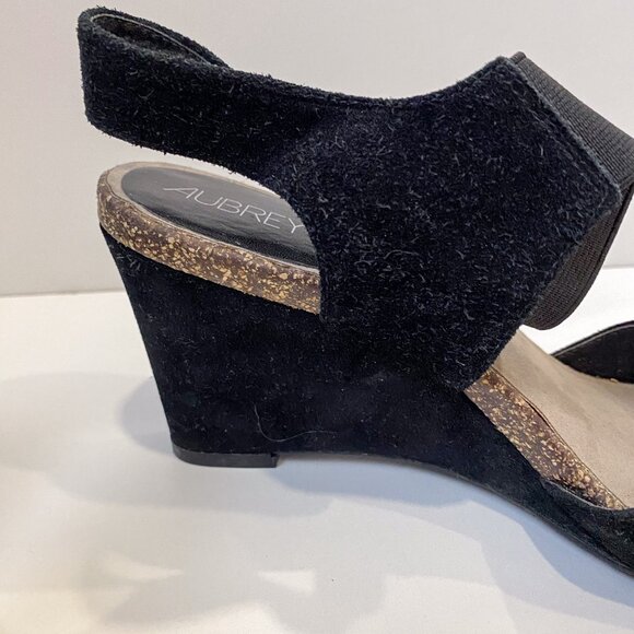 Aubrey Lynn Pennie Wedge Suede Slingback Sandal - Size 8 - Picture 7 of 13